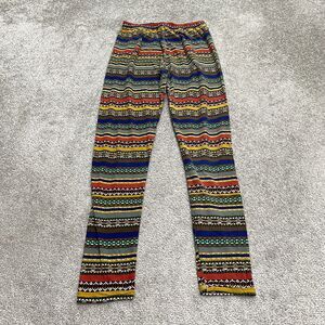 F&F Aztec Casual Leggings Womens Medium Multi Geometric Lounge Stretch 22x27